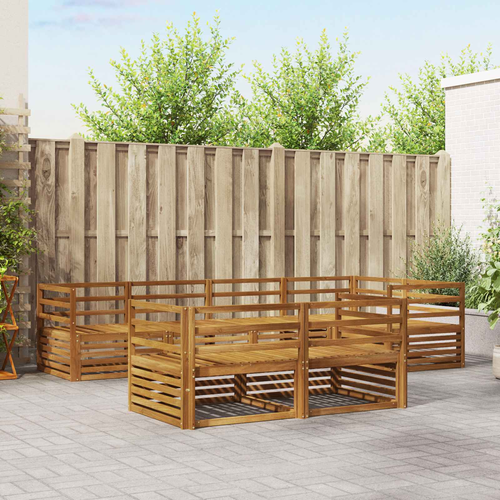 vidaXL Zestaw sof na zewnątrz 7 pcs Naturalny Lite Drewno Akacji
