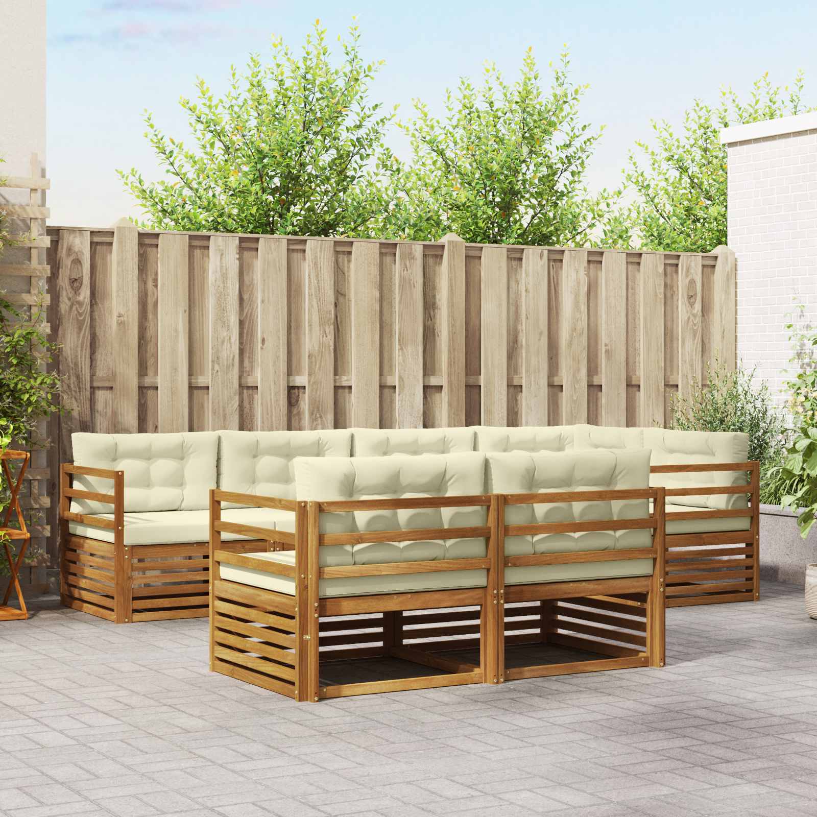 vidaXL Zestaw sof na zewnątrz z poduszką 7 pcs Naturalny i Kremowy