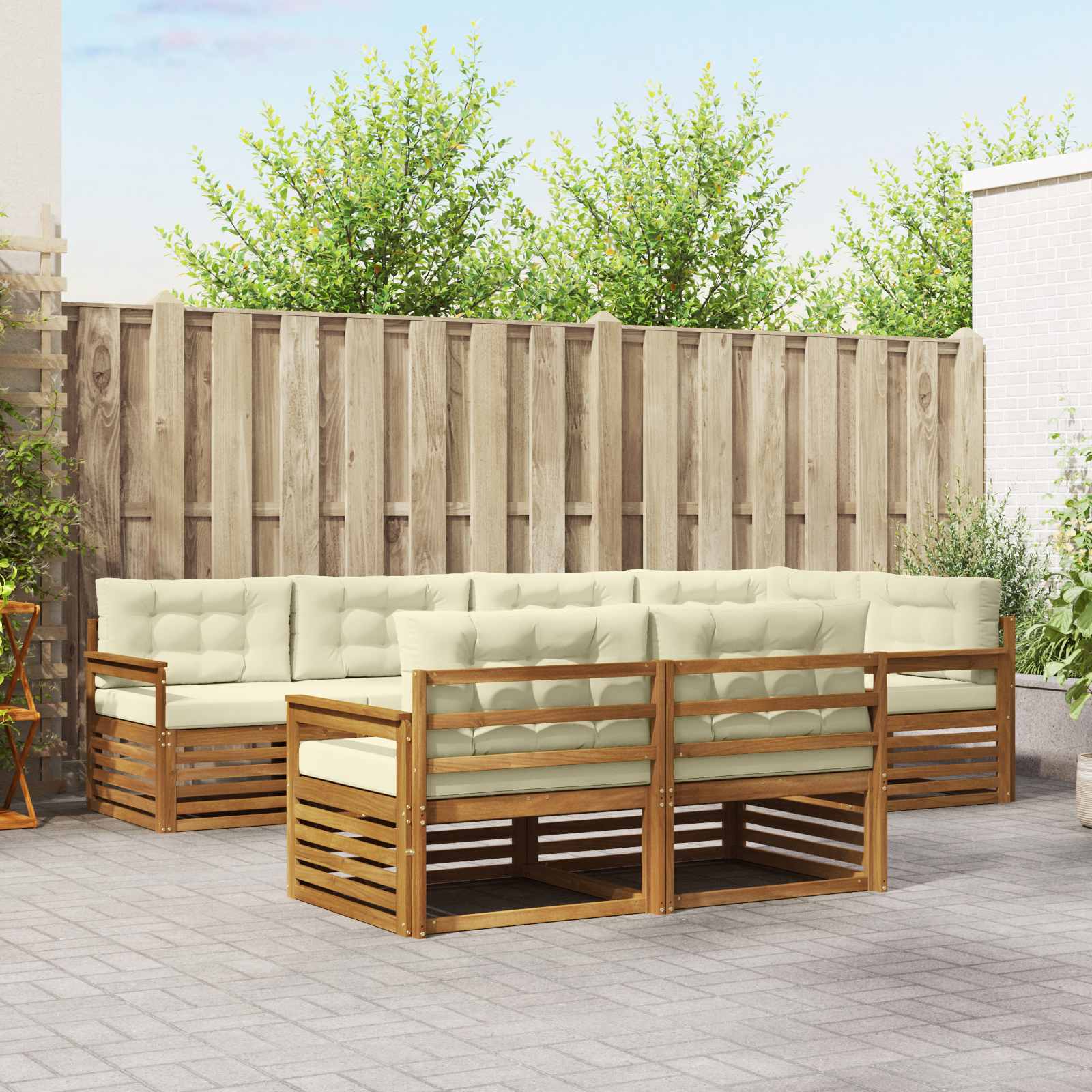 vidaXL Zestaw sof na zewnątrz z poduszką 7 pcs Naturalny i Kremowy