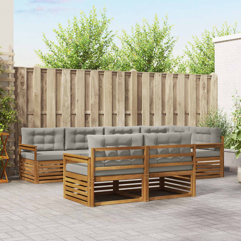 vidaXL Zestaw sof na zewnątrz z poduszką 7 pcs Naturalny i Jasny Szary