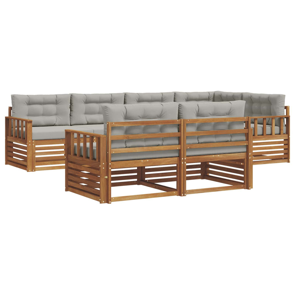 vidaXL Zestaw sof na zewnątrz z poduszką 7 pcs Naturalny i Jasny Szary