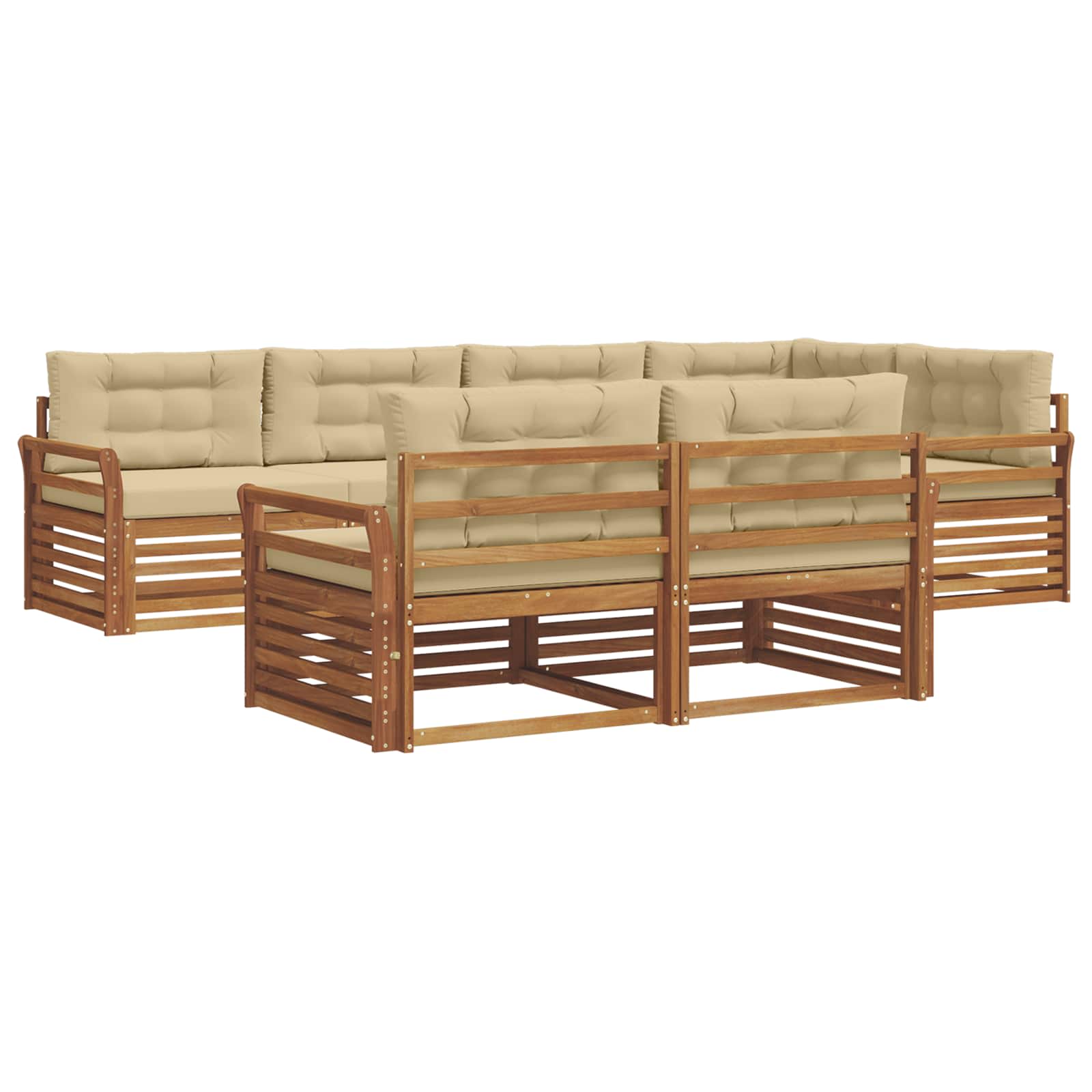 vidaXL Zestaw sof na zewnątrz z poduszką 7 pcs Naturalny i Beżowy