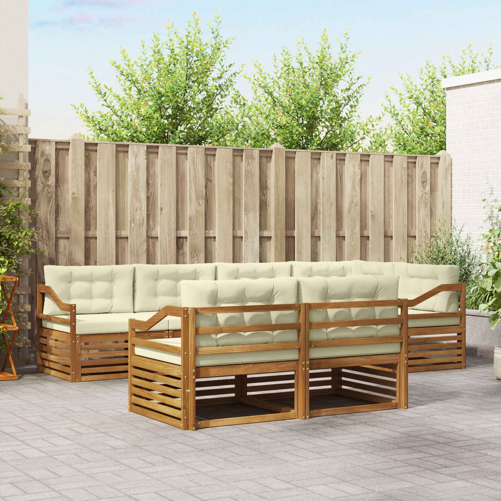 vidaXL Zestaw sof na zewnątrz z poduszką 7 pcs Naturalny i Kremowy