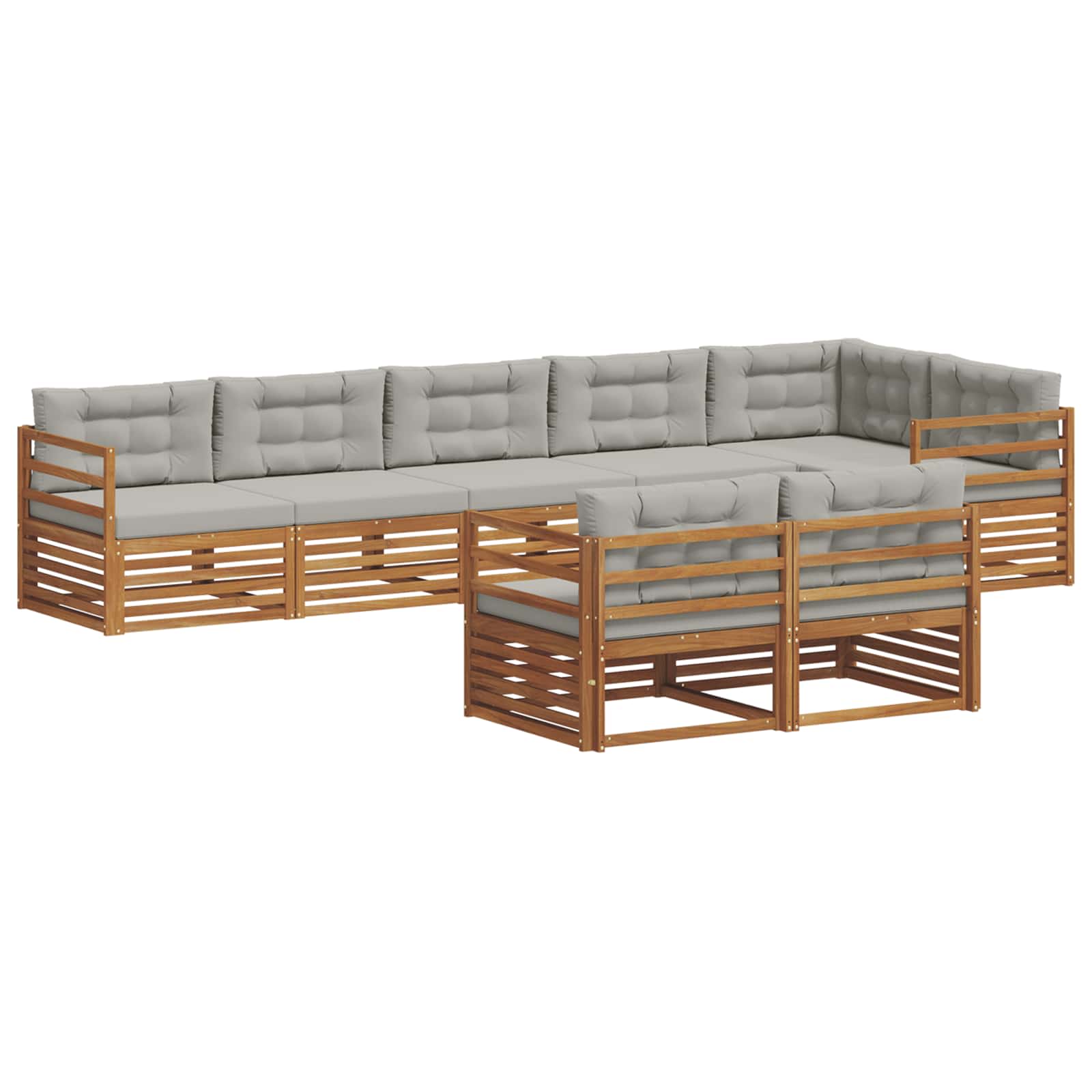 vidaXL Zestaw sof na zewnątrz z poduszką 8 pcs Naturalny i Jasny Szary