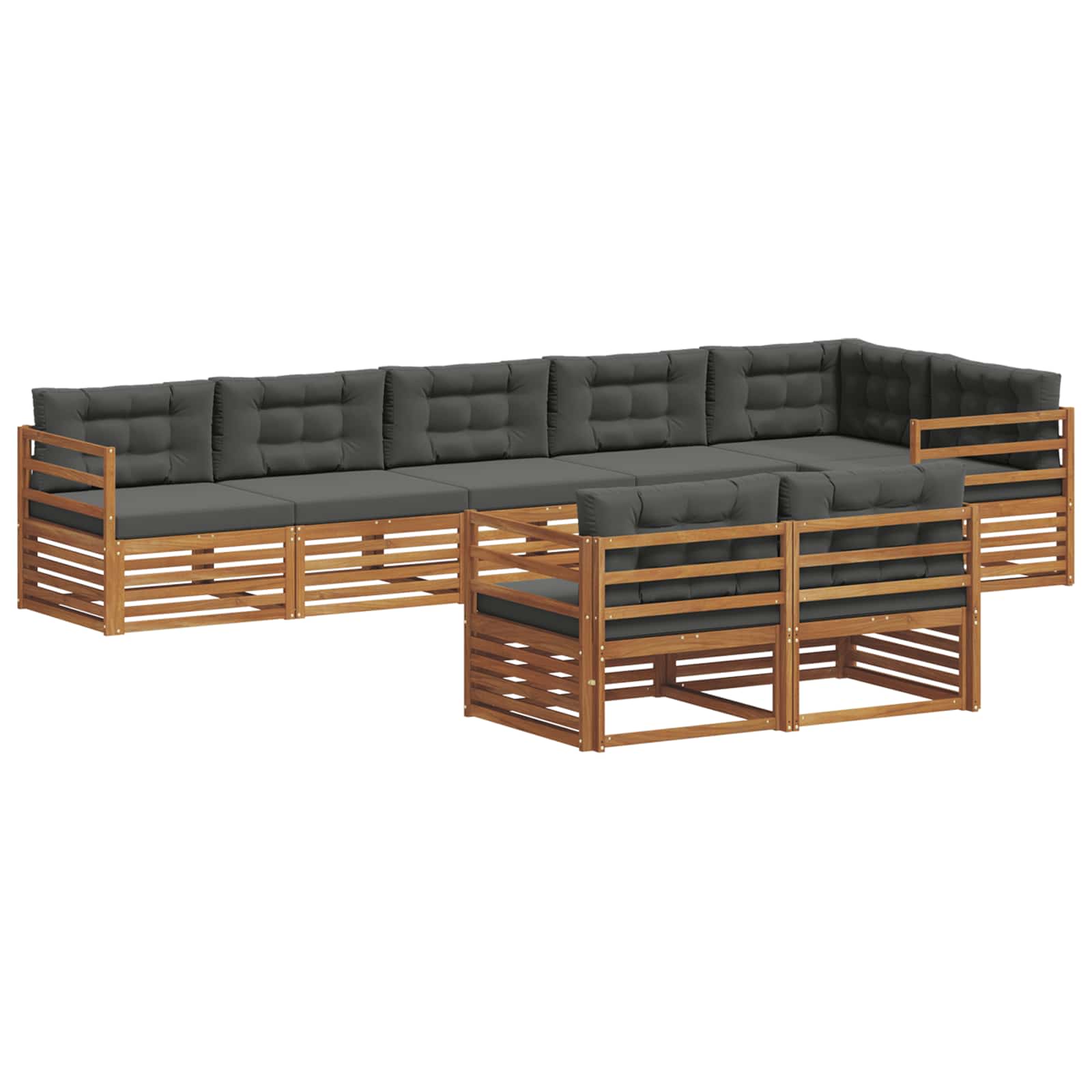 vidaXL Zestaw sof na zewnątrz z poduszką 8 pcs Naturalny i Antracytowy