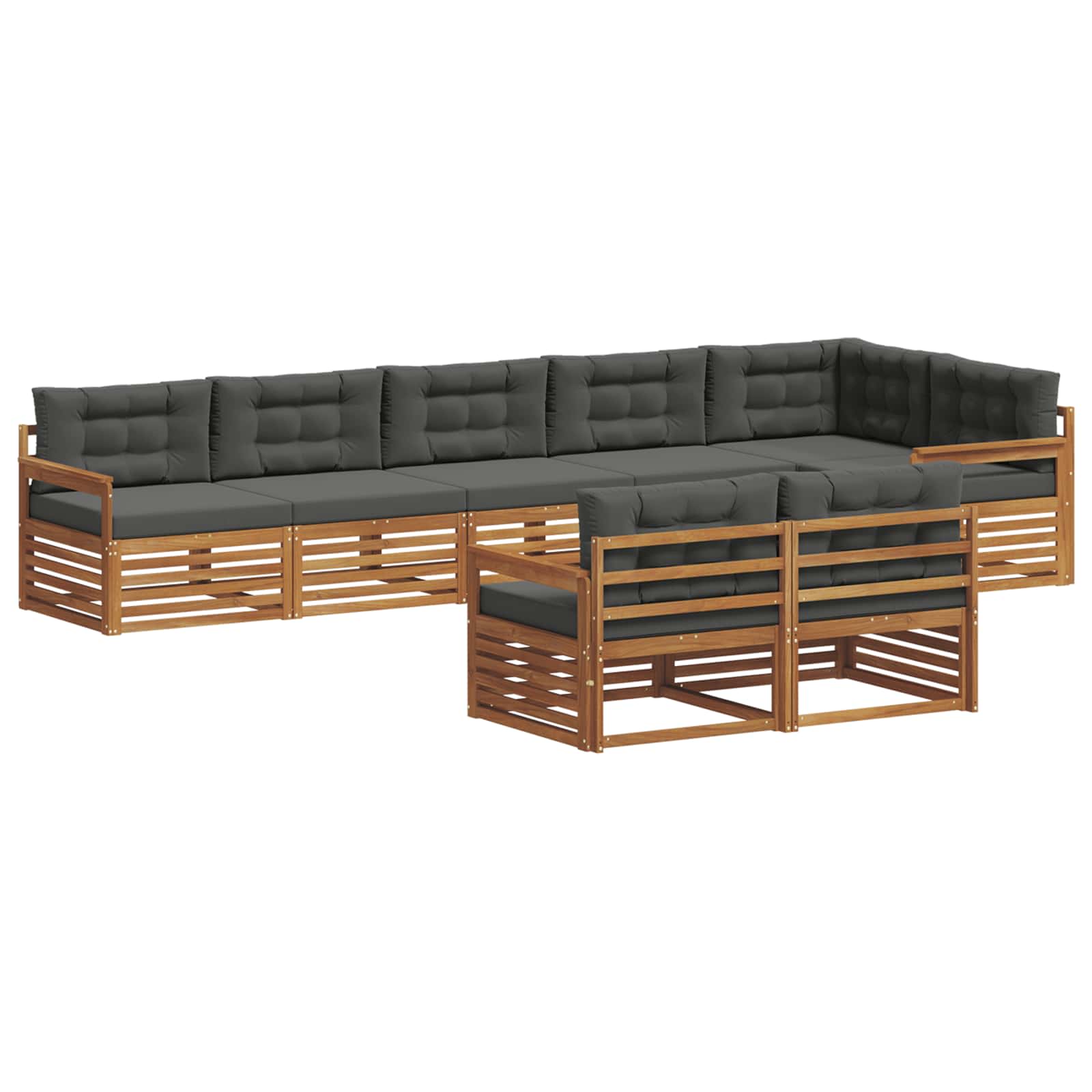 vidaXL Zestaw sof na zewnątrz z poduszką 8 pcs Naturalny i Antracytowy