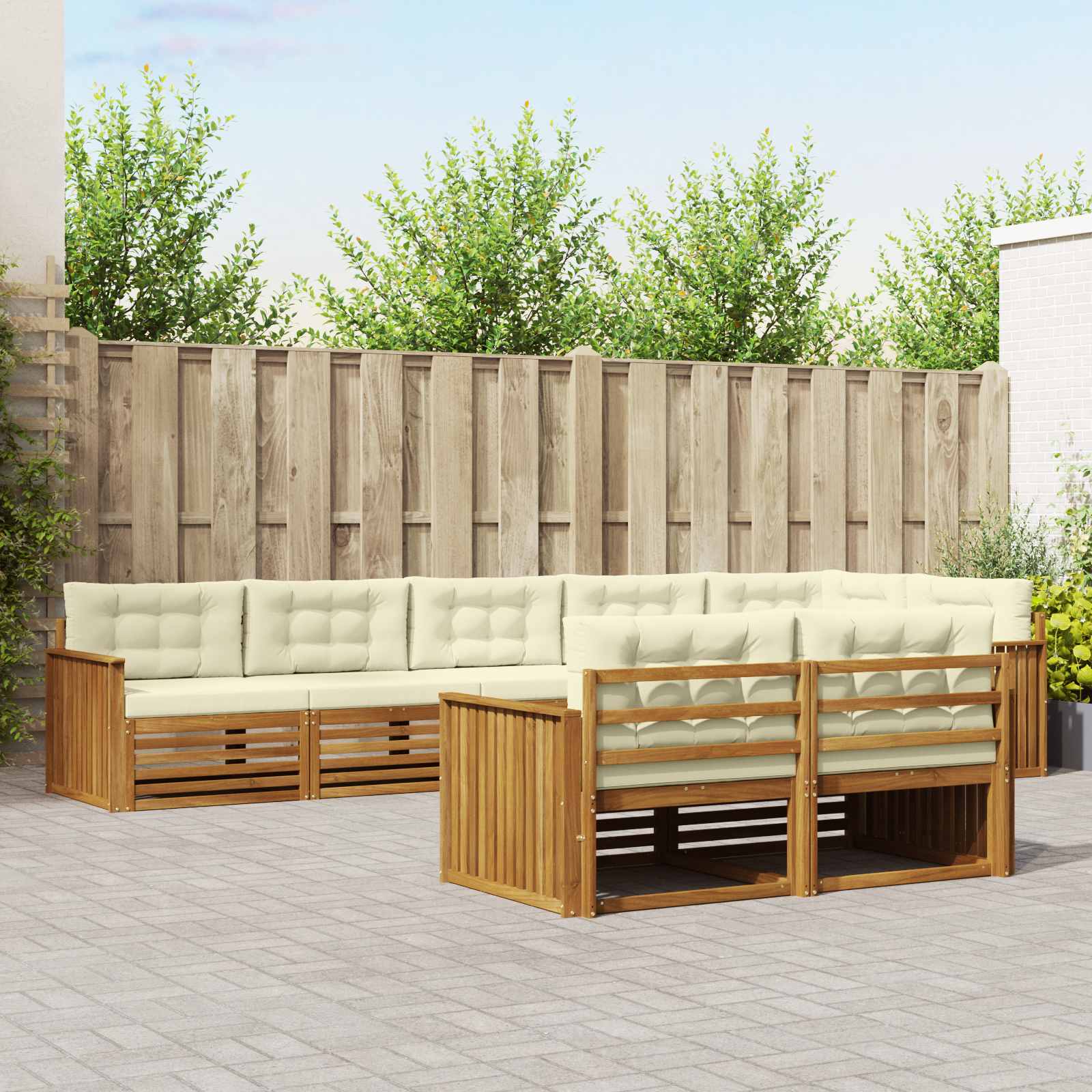 vidaXL Zestaw sof na zewnątrz z poduszką 8 pcs Naturalny i Kremowy