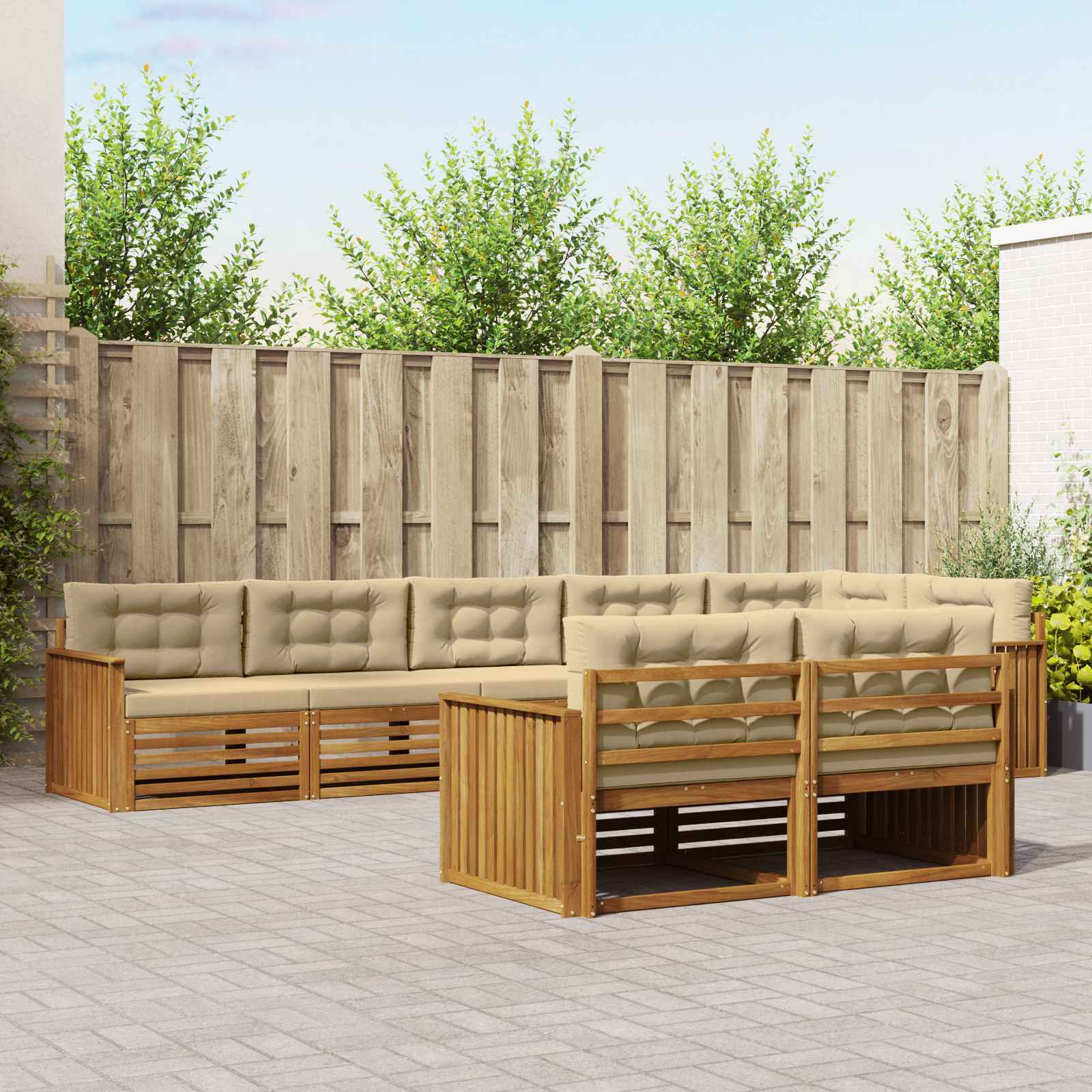 vidaXL Zestaw sof na zewnątrz z poduszką 8 pcs Naturalny i Beżowy