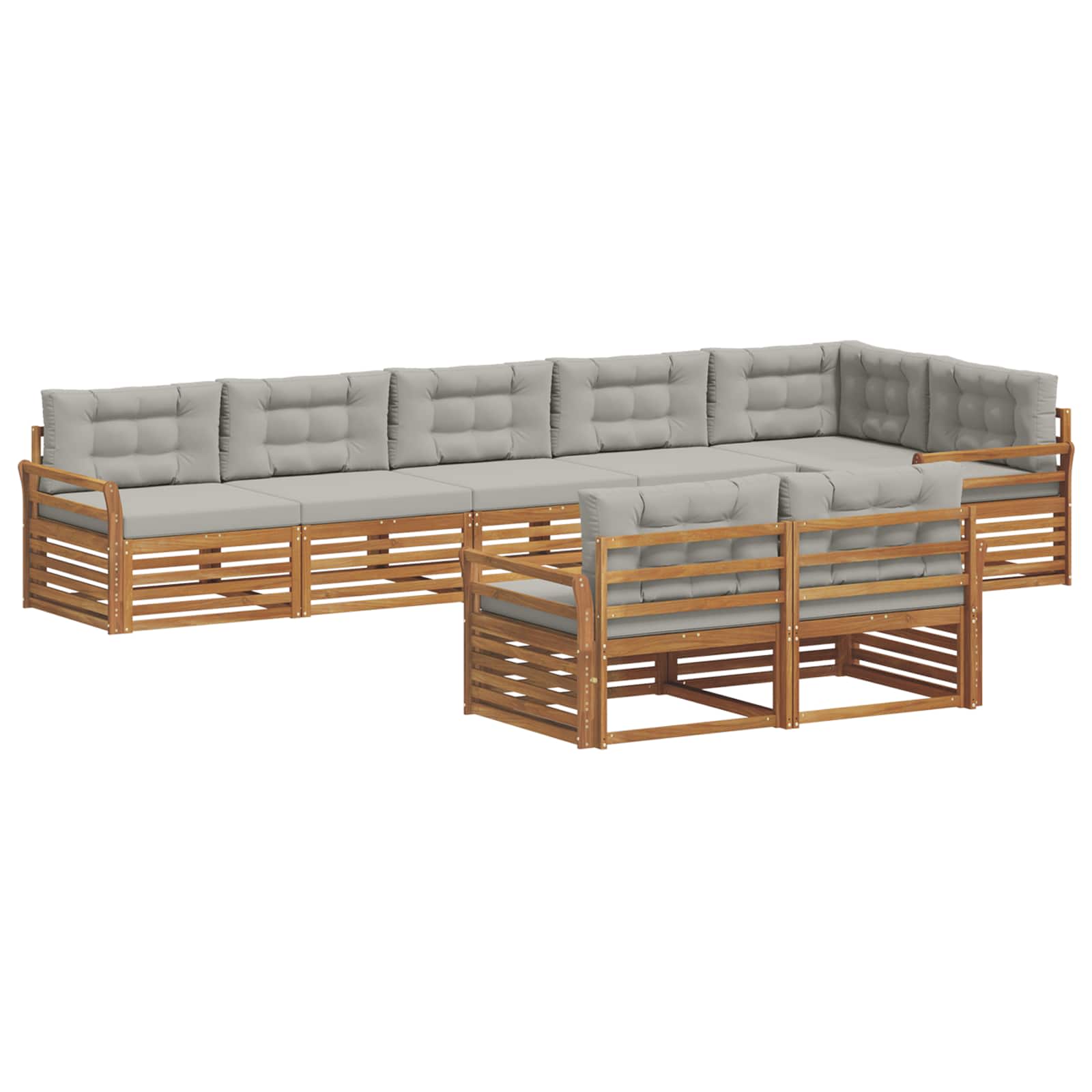 vidaXL Zestaw sof na zewnątrz z poduszką 8 pcs Naturalny i Jasny Szary