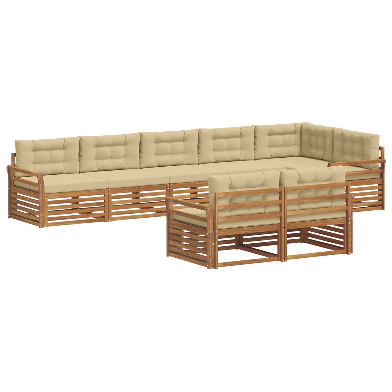 vidaXL Zestaw sof na zewnątrz z poduszką 8 pcs Naturalny i Beżowy