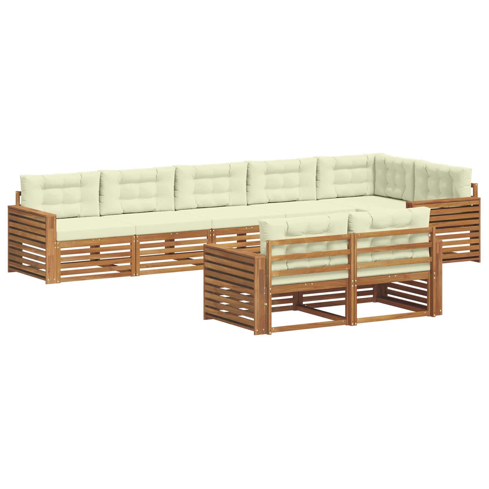 vidaXL Zestaw sof na zewnątrz z poduszką 8 pcs Naturalny i Kremowy