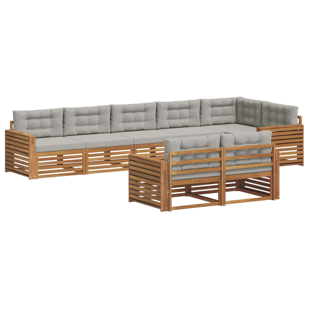 vidaXL Zestaw sof na zewnątrz z poduszką 8 pcs Naturalny i Jasny Szary