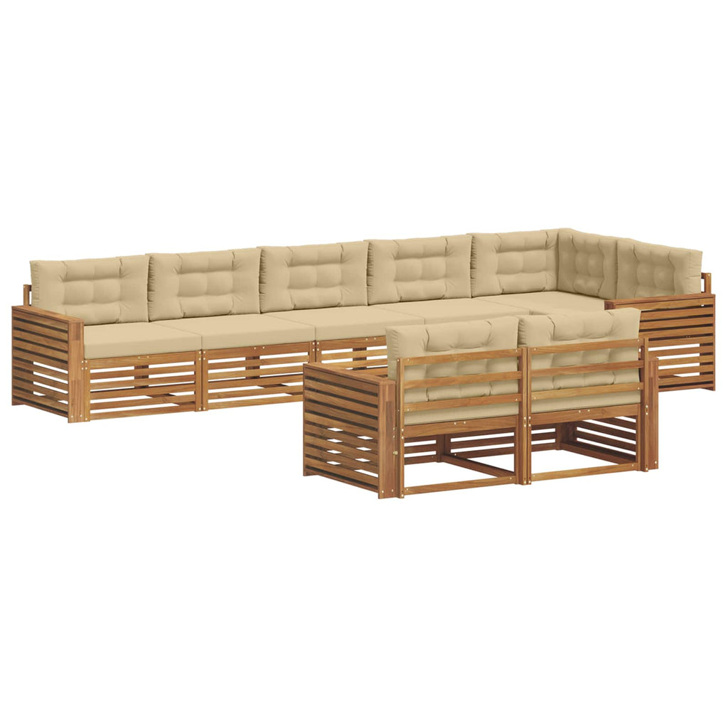 vidaXL Zestaw sof na zewnątrz z poduszką 8 pcs Naturalny i Beżowy