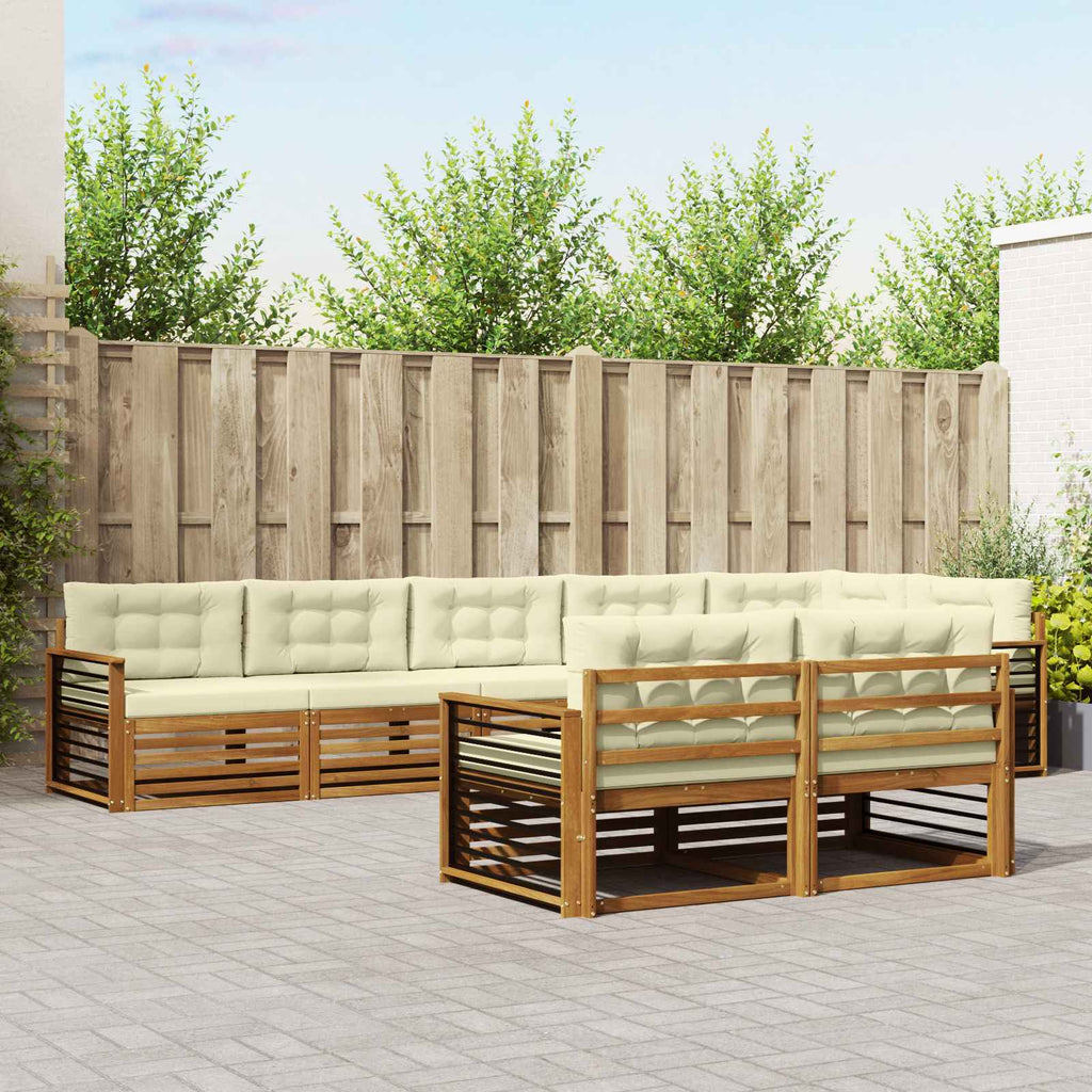 vidaXL Zestaw sof na zewnątrz z poduszką 8 pcs Naturalny i Kremowy