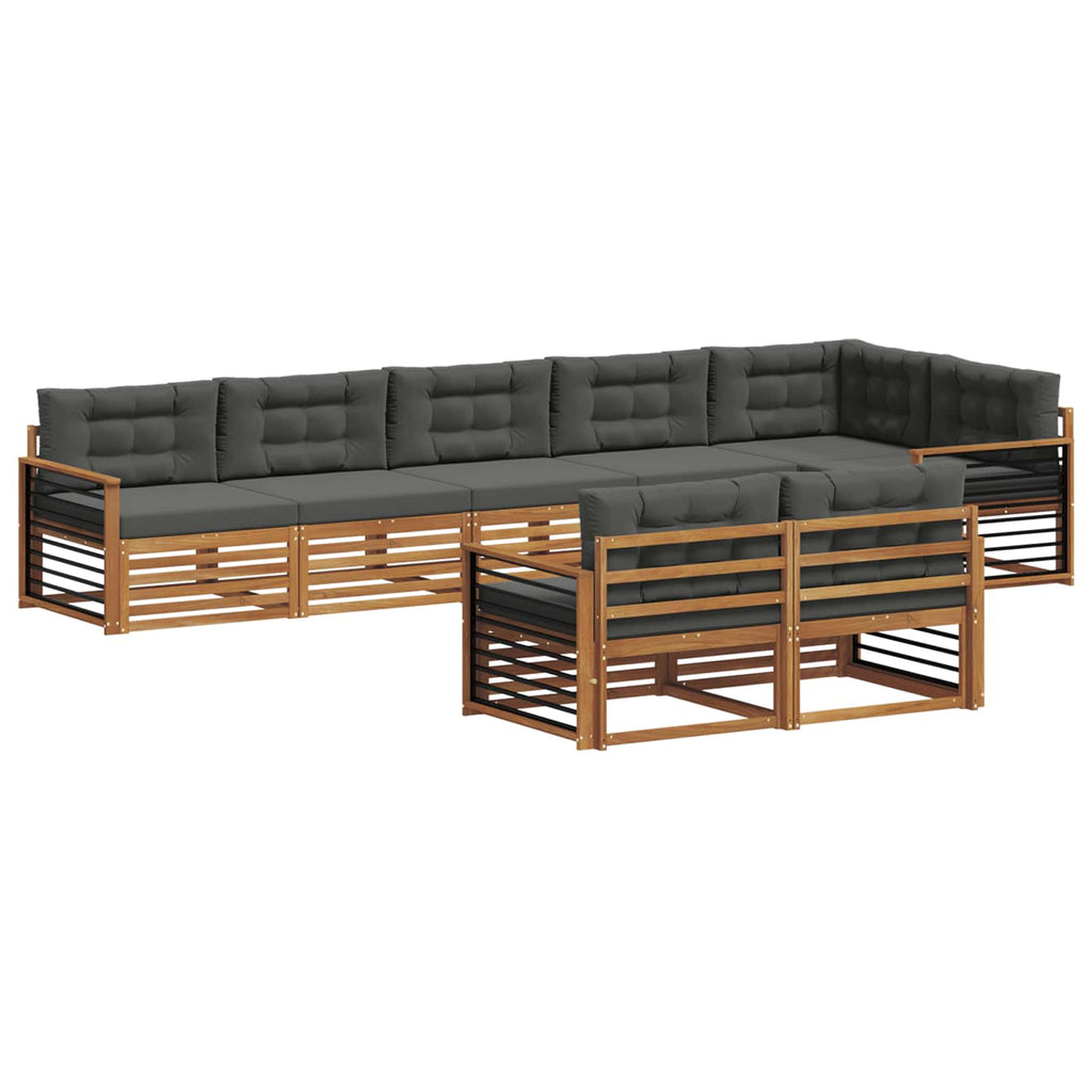 vidaXL Zestaw sof na zewnątrz z poduszką 8 pcs Naturalny i Antracytowy