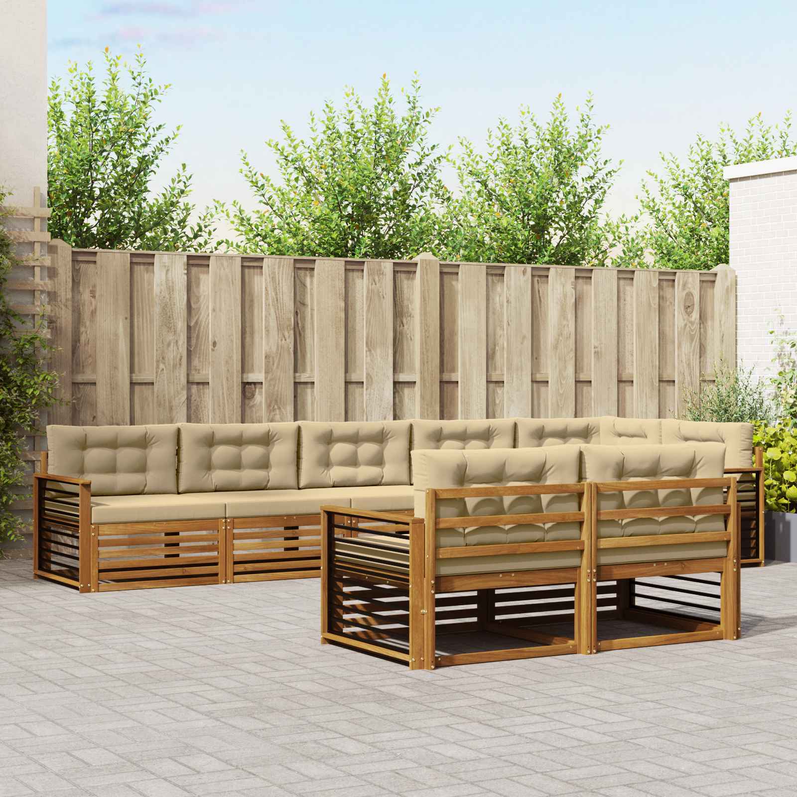 vidaXL Zestaw sof na zewnątrz z poduszką 8 pcs Naturalny i Beżowy