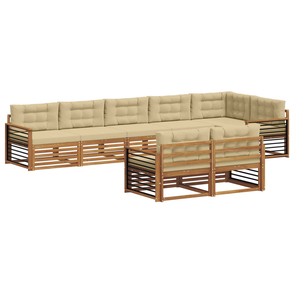 vidaXL Zestaw sof na zewnątrz z poduszką 8 pcs Naturalny i Beżowy