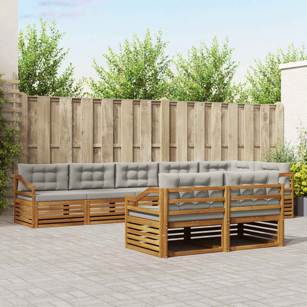 vidaXL Zestaw sof na zewnątrz z poduszką 8 pcs Naturalny i Jasny Szary