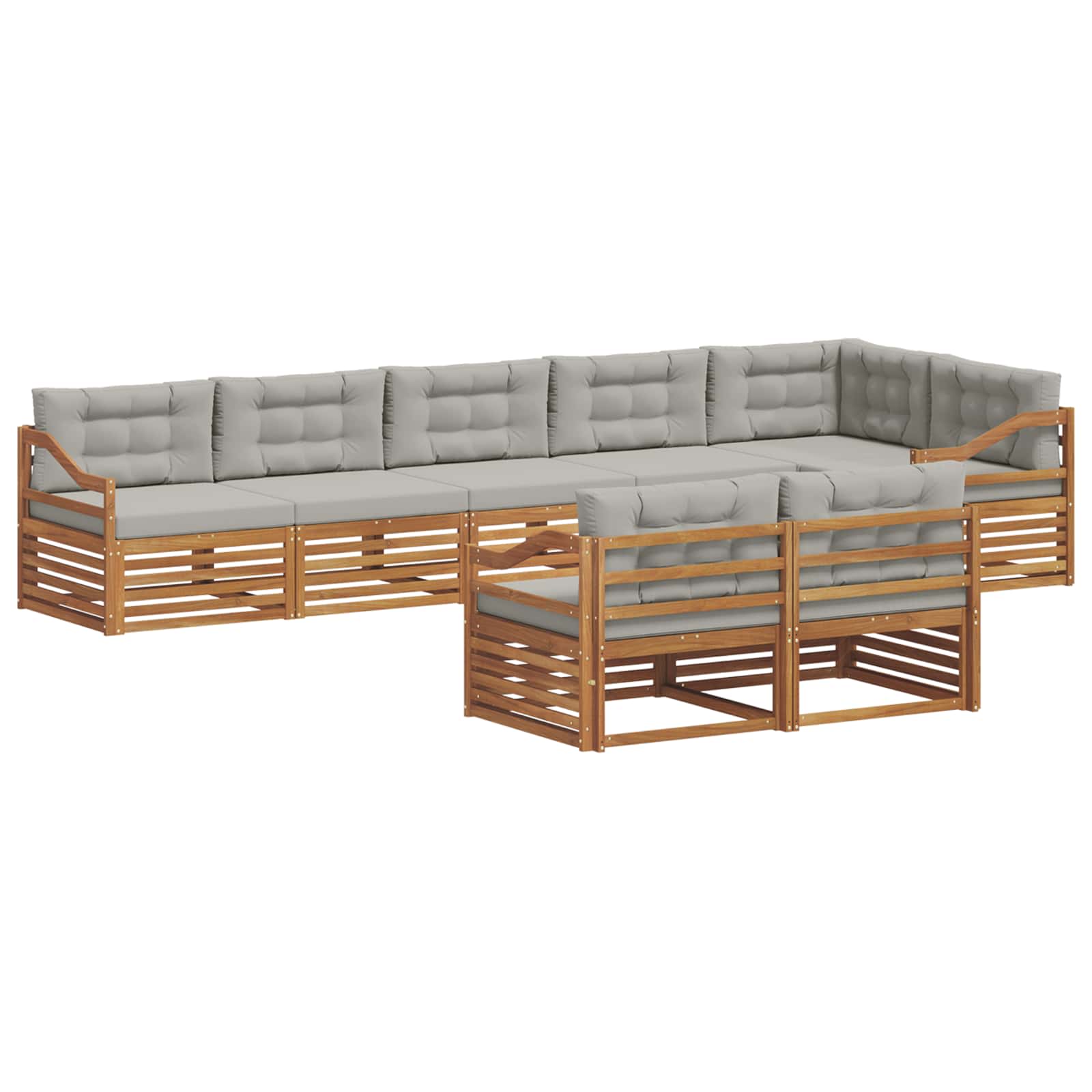 vidaXL Zestaw sof na zewnątrz z poduszką 8 pcs Naturalny i Jasny Szary