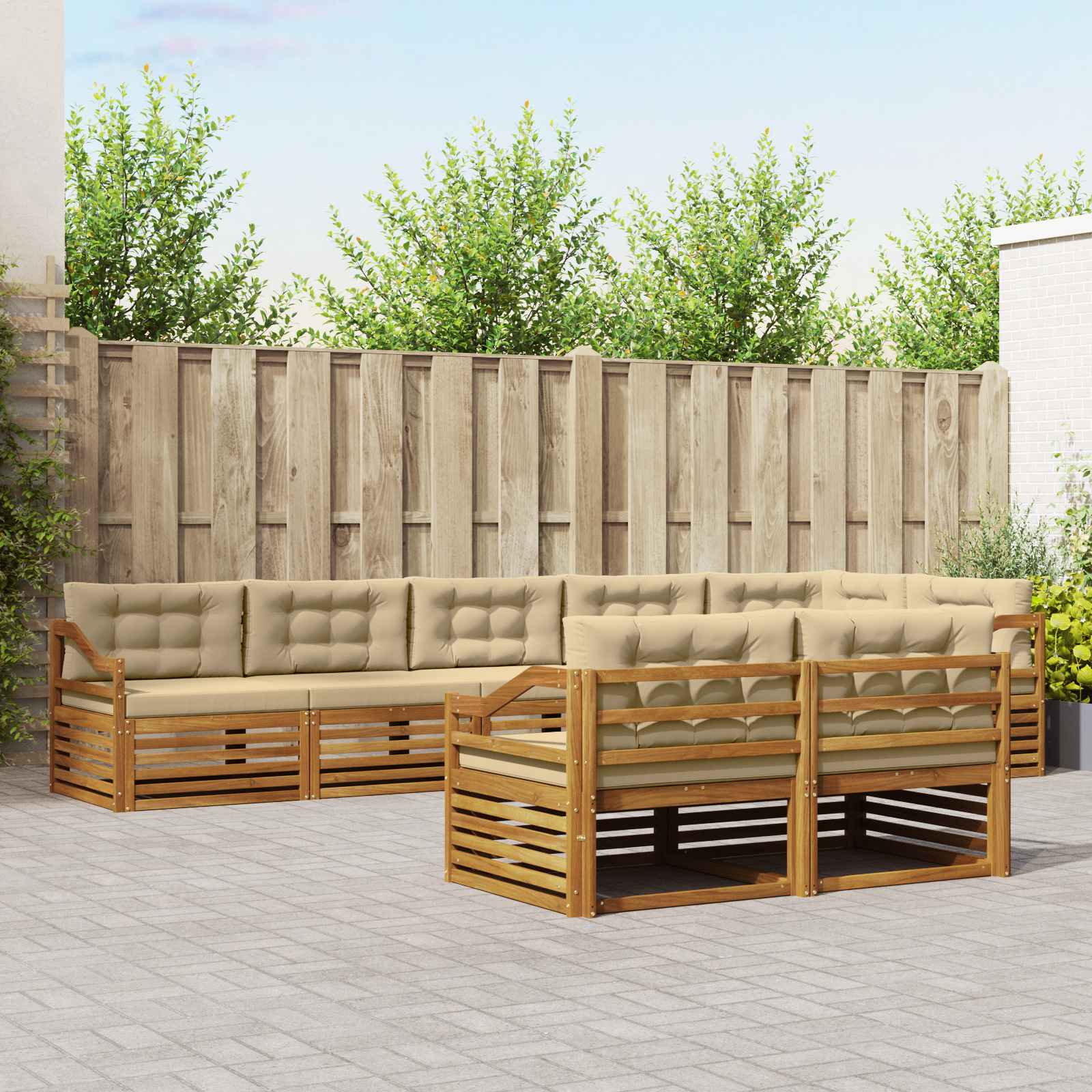 vidaXL Zestaw sof na zewnątrz z poduszką 8 pcs Naturalny i Beżowy