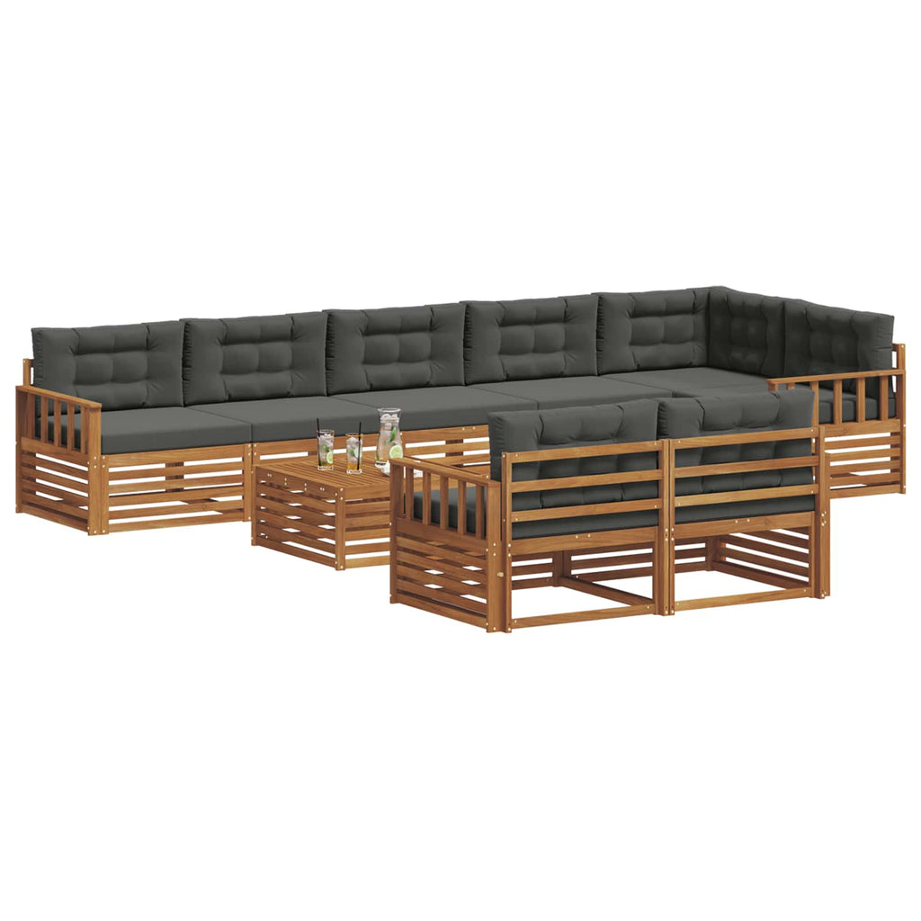 vidaXL Zestaw sof na zewnątrz z poduszką 9 pcs Naturalny i Antracytowy