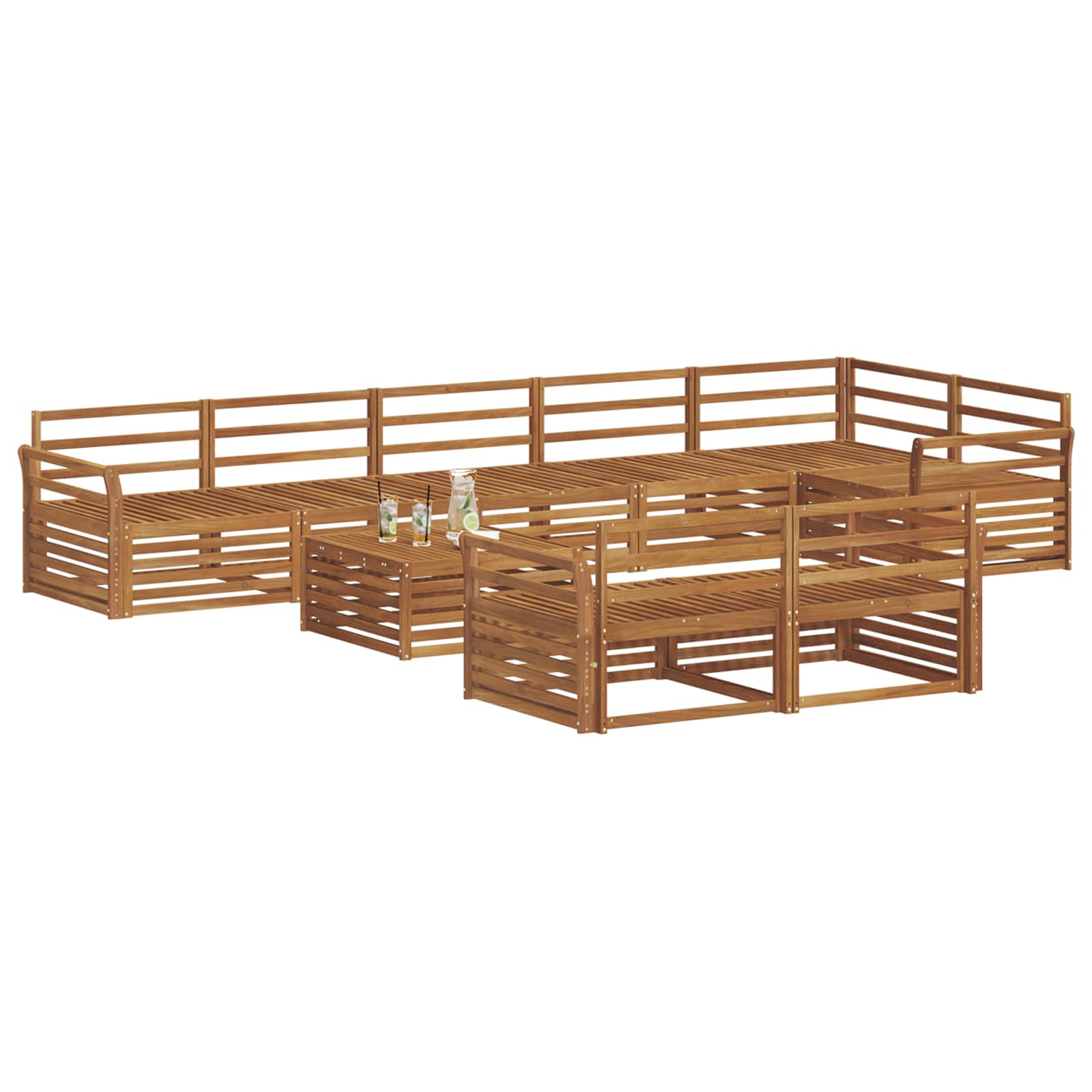 vidaXL Zestaw sof na zewnątrz 9 pcs Naturalny Lite Drewno Akacji