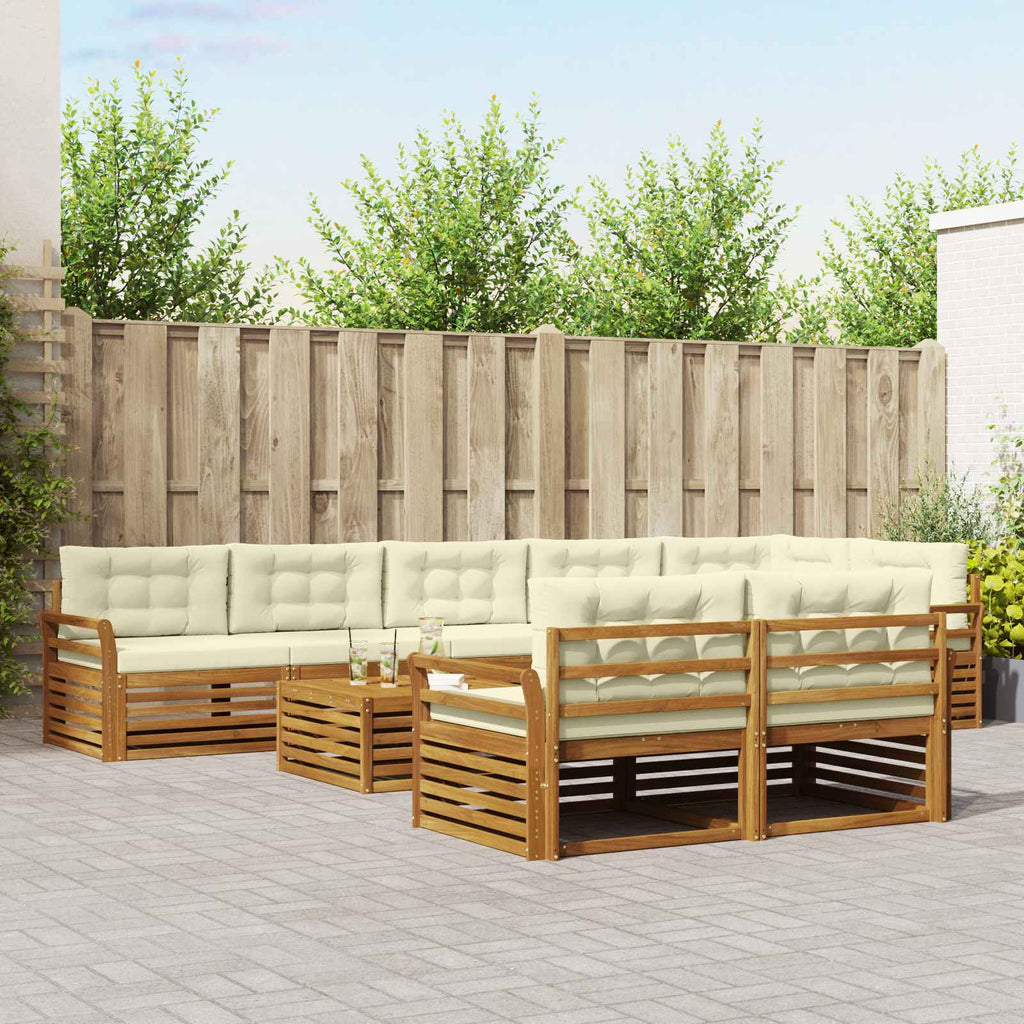 vidaXL Zestaw sof na zewnątrz z poduszką 9 pcs Naturalny i Kremowy