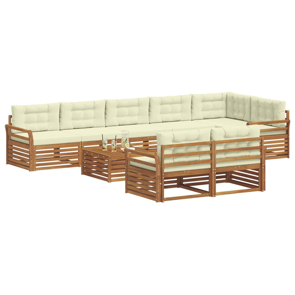 vidaXL Zestaw sof na zewnątrz z poduszką 9 pcs Naturalny i Kremowy
