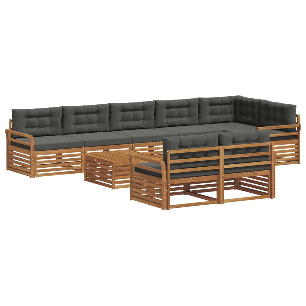 vidaXL Zestaw sof na zewnątrz z poduszką 9 pcs Naturalny i Antracytowy
