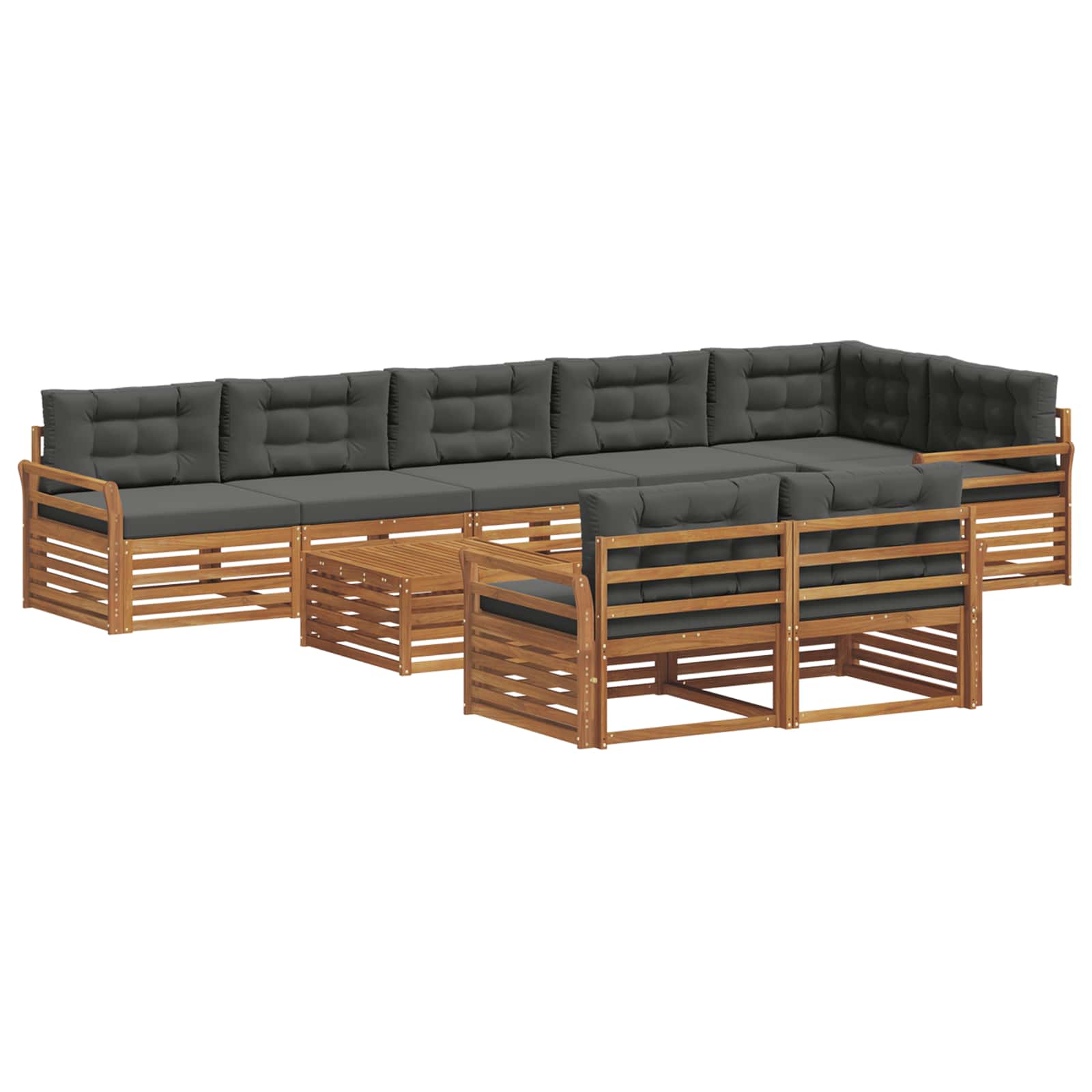 vidaXL Zestaw sof na zewnątrz z poduszką 9 pcs Naturalny i Antracytowy
