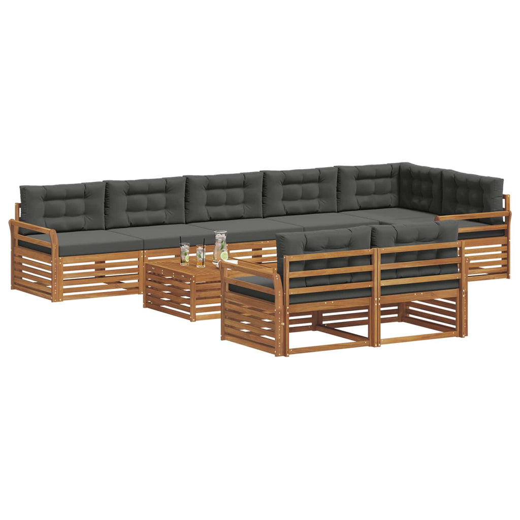 vidaXL Zestaw sof na zewnątrz z poduszką 9 pcs Naturalny i Antracytowy