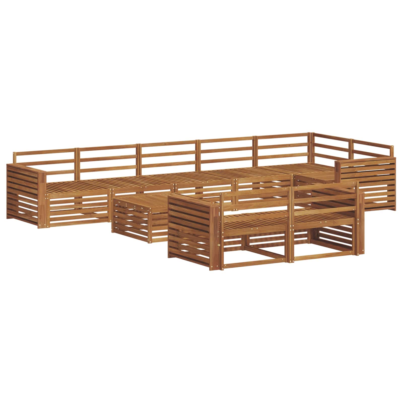 vidaXL Zestaw sof na zewnątrz 9 pcs Naturalny Lite Drewno Akacji