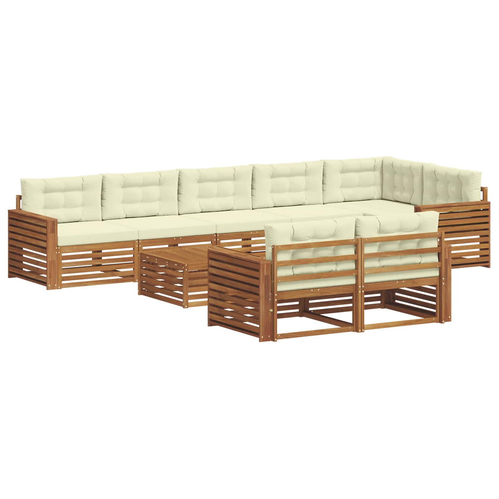 vidaXL Zestaw sof na zewnątrz z poduszką 9 pcs Naturalny i Kremowy