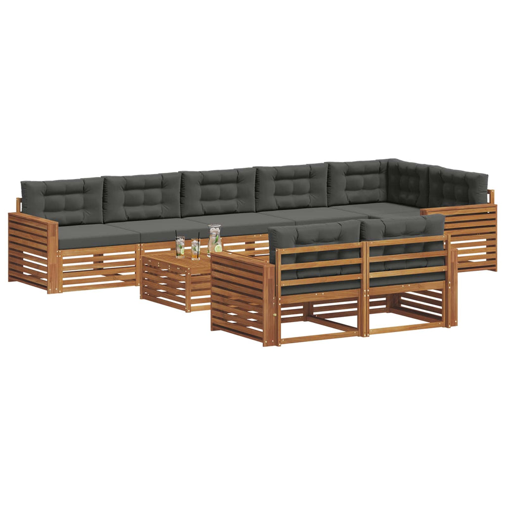 vidaXL Zestaw sof na zewnątrz z poduszką 9 pcs Naturalny i Antracytowy