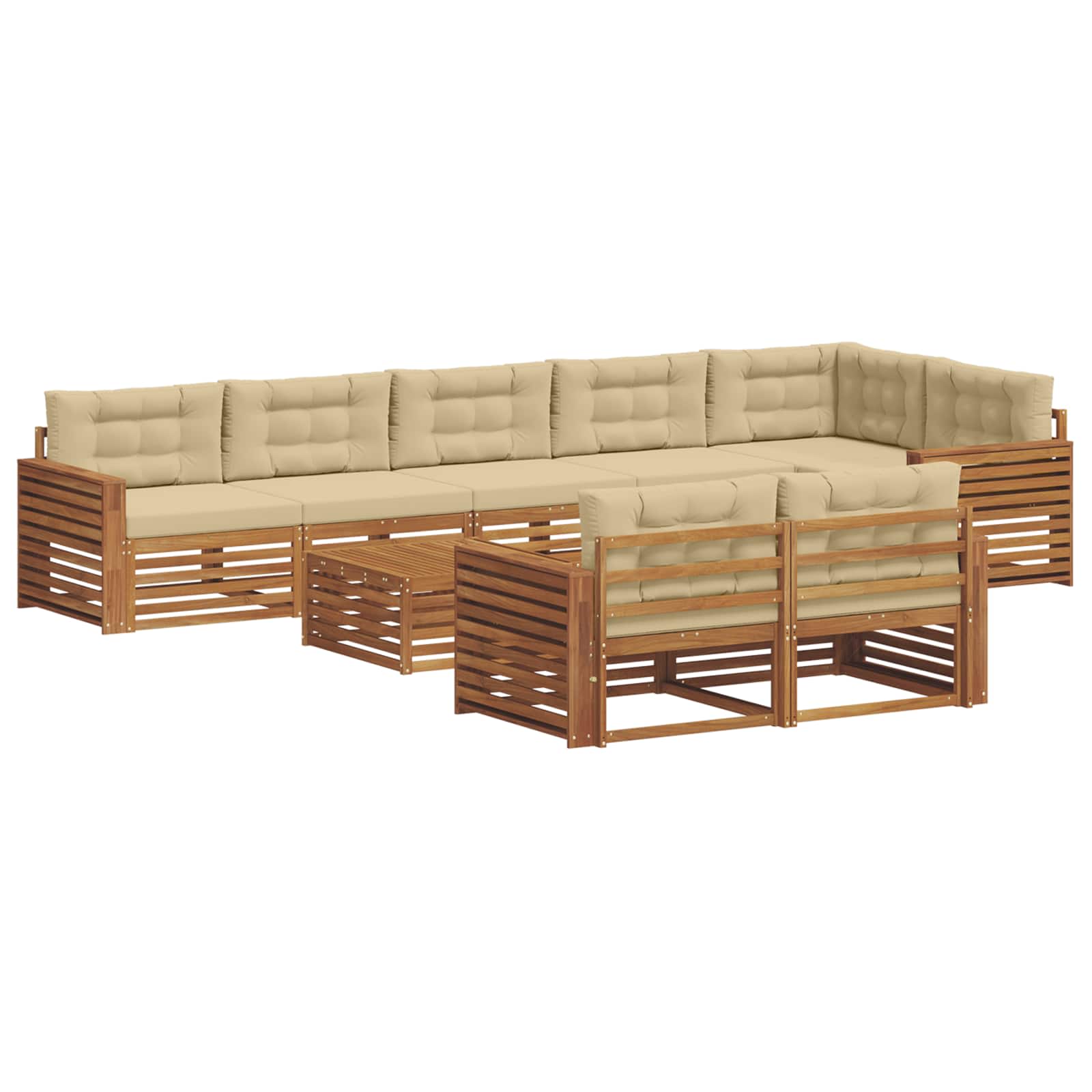 vidaXL Zestaw sof na zewnątrz z poduszką 9 pcs Naturalny i Beżowy