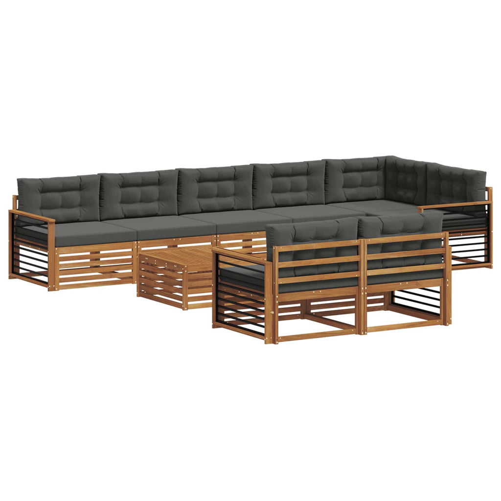 vidaXL Zestaw sof na zewnątrz z poduszką 9 pcs Naturalny i Antracytowy