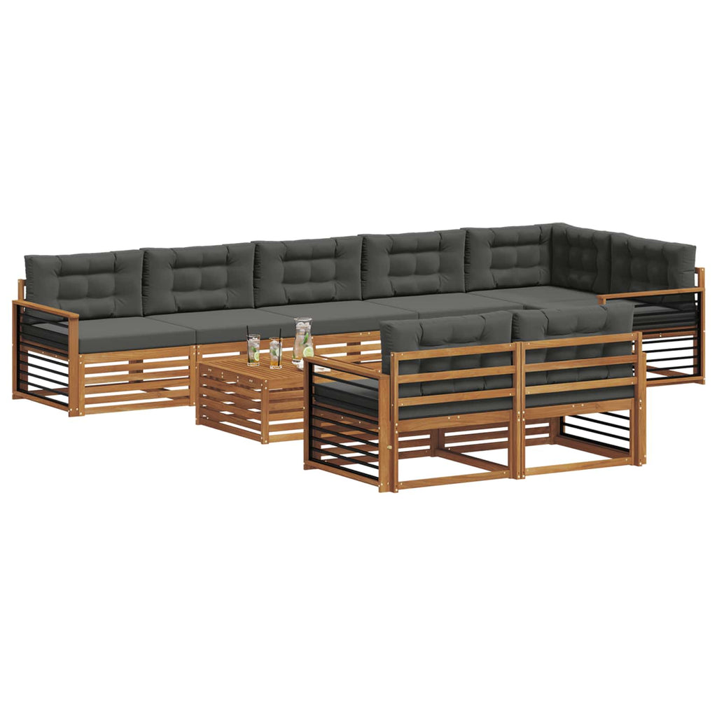 vidaXL Zestaw sof na zewnątrz z poduszką 9 pcs Naturalny i Antracytowy