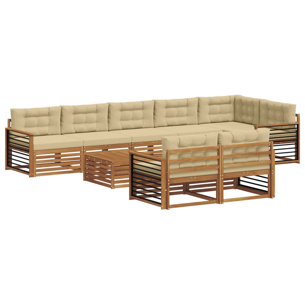 vidaXL Zestaw sof na zewnątrz z poduszką 9 pcs Naturalny i Beżowy