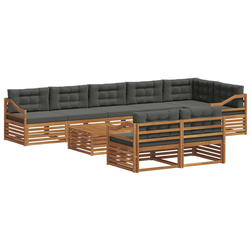vidaXL Zestaw sof na zewnątrz z poduszką 9 pcs Naturalny i Antracytowy
