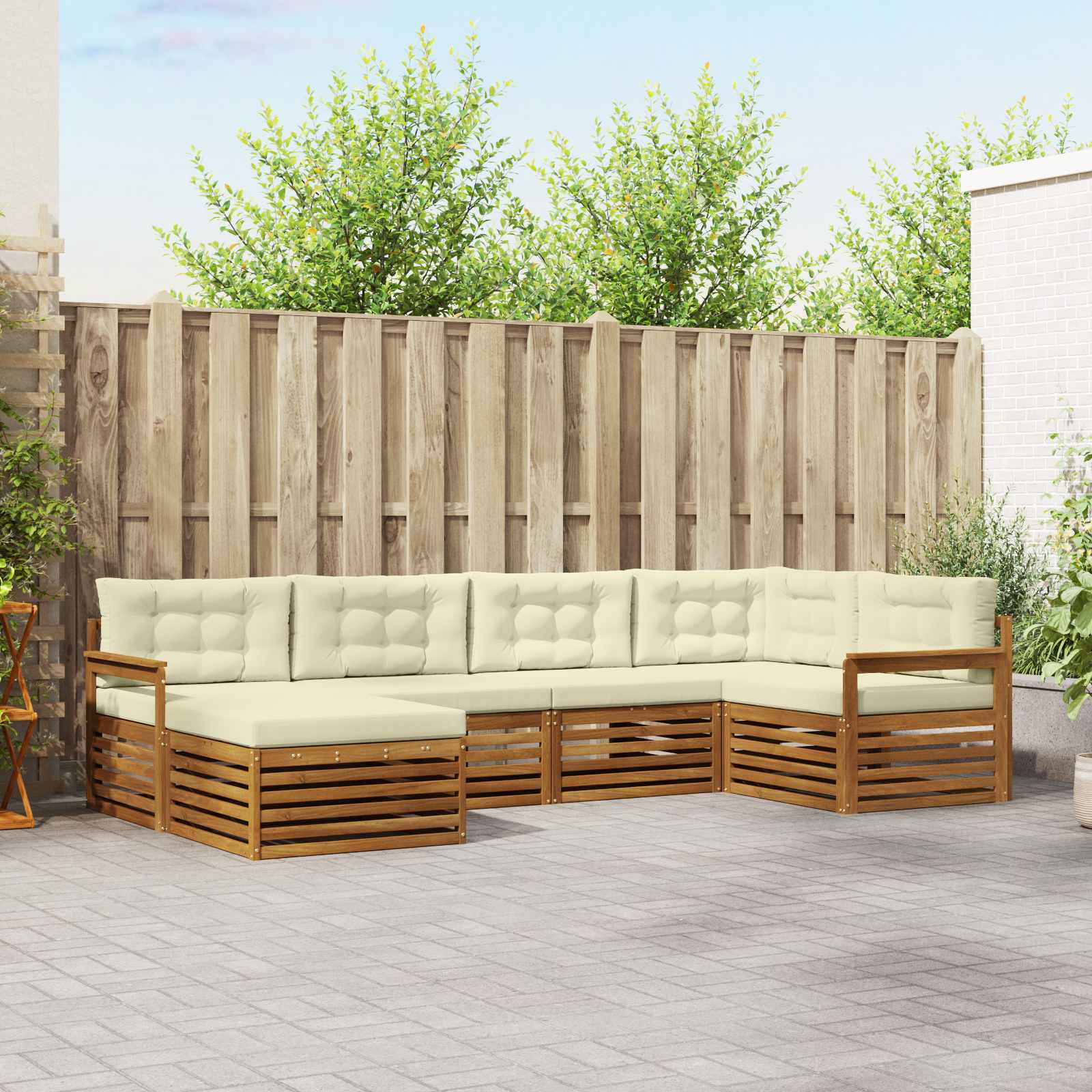 vidaXL Zestaw sof na zewnątrz z poduszką 6 pcs Naturalny i Kremowy