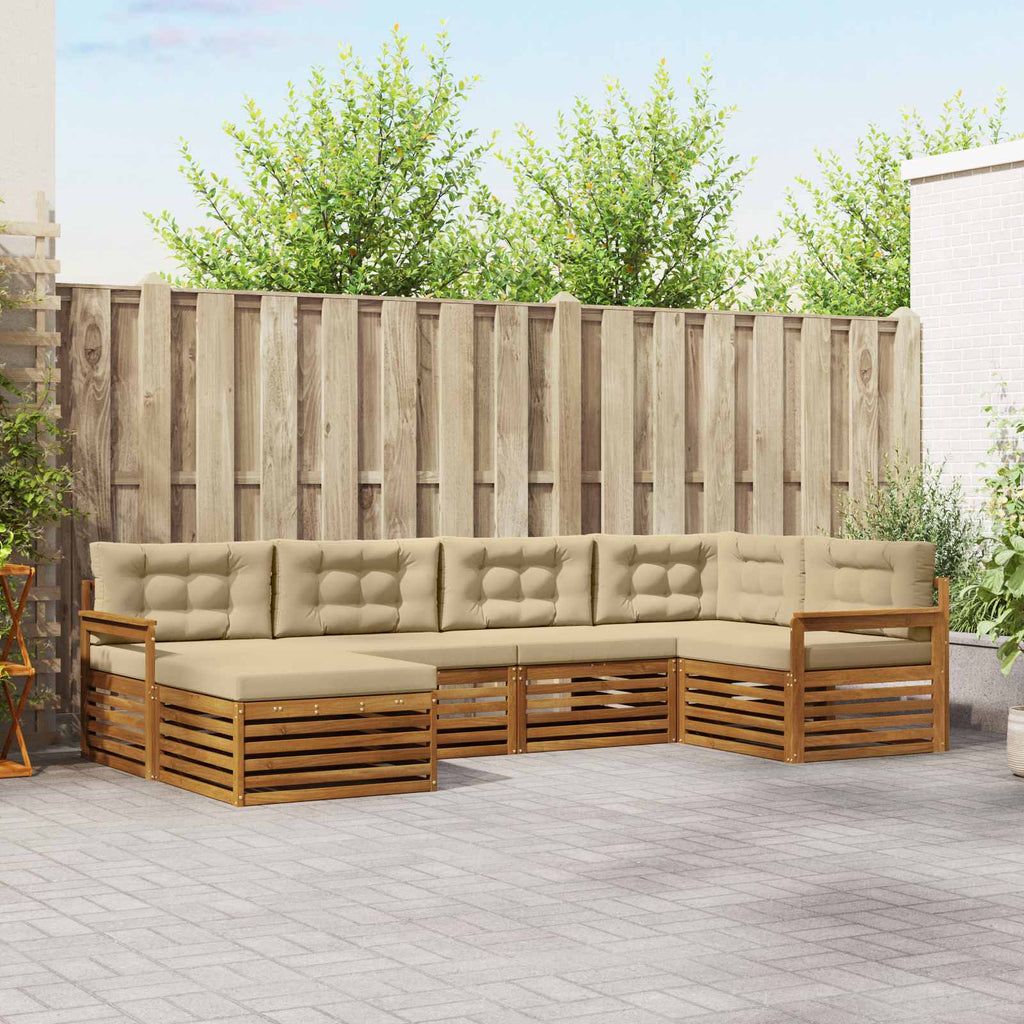 vidaXL Zestaw sof na zewnątrz z poduszką 6 pcs Naturalny i Beżowy