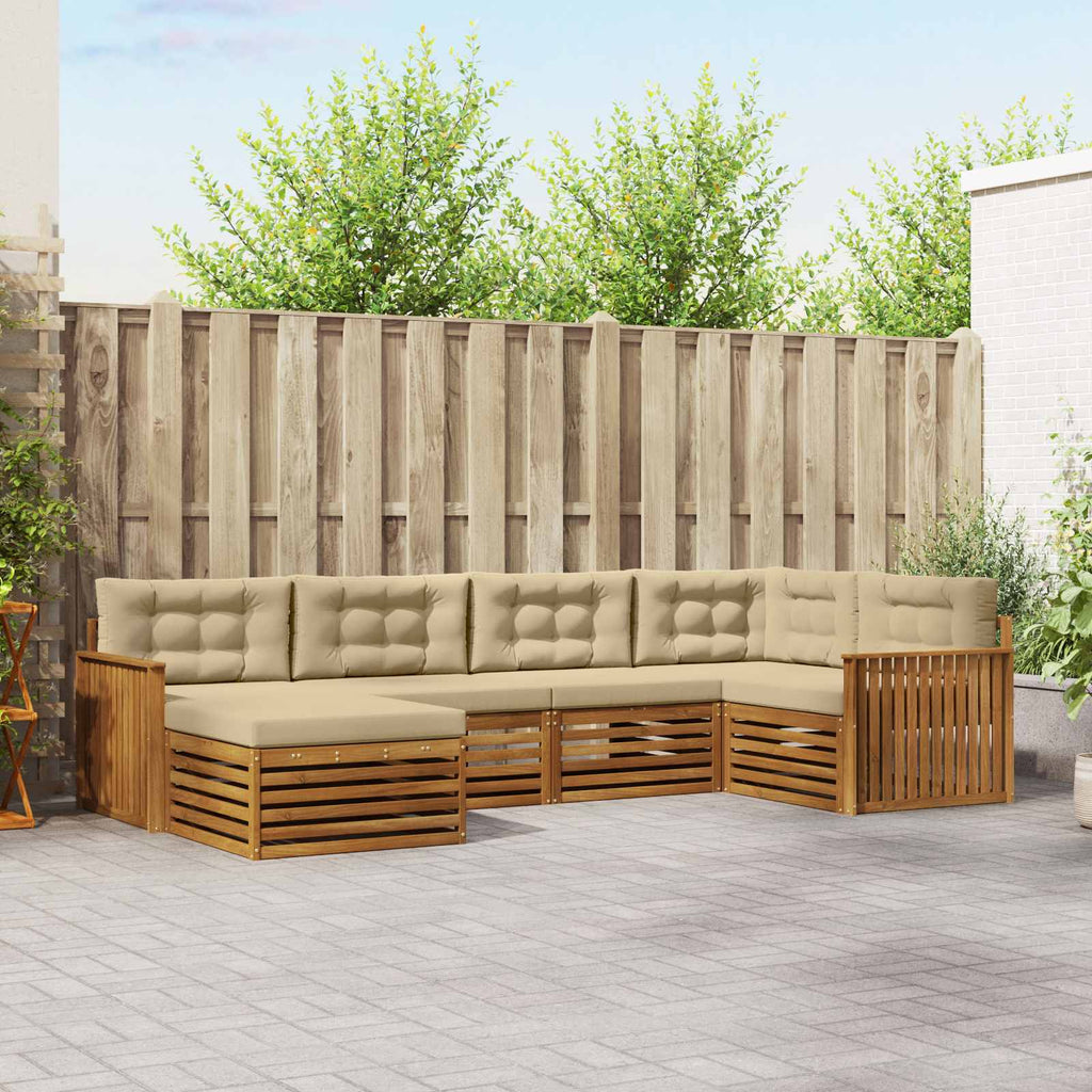 vidaXL Zestaw sof na zewnątrz z poduszką 6 pcs Naturalny i Beżowy