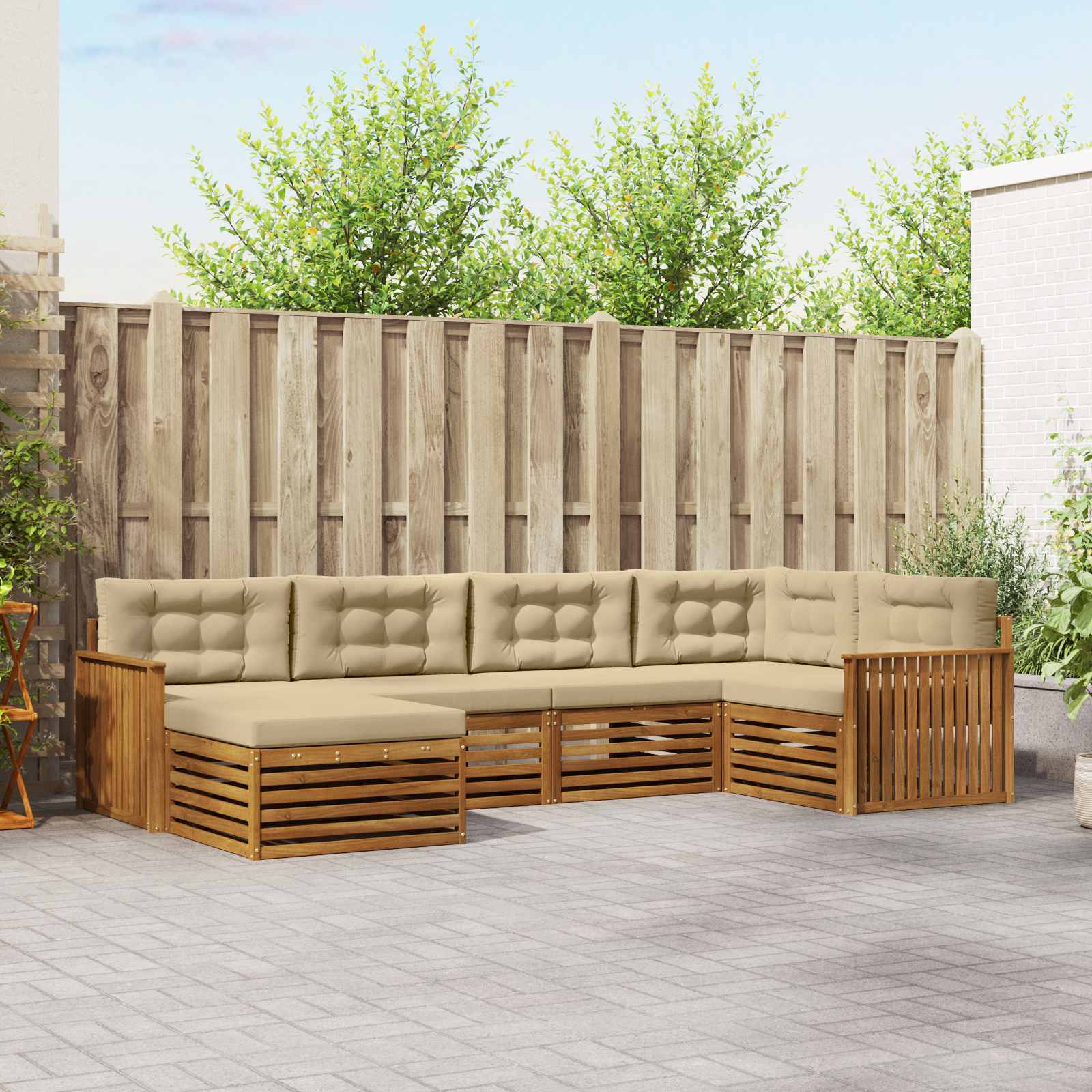 vidaXL Zestaw sof na zewnątrz z poduszką 6 pcs Naturalny i Beżowy