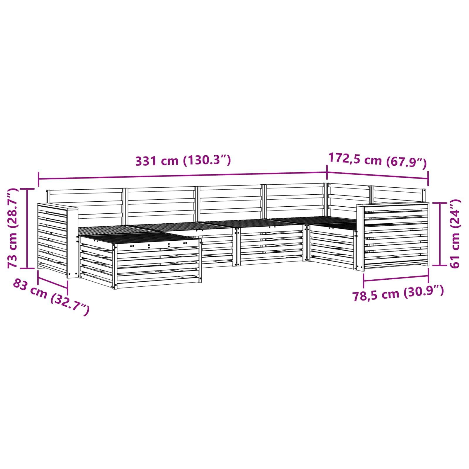 vidaXL Zestaw sof na zewnątrz 6 pcs Naturalny
