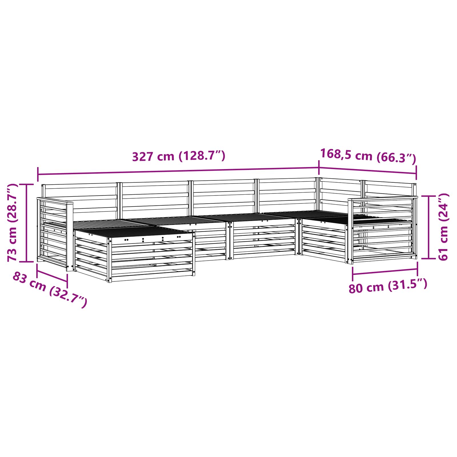 vidaXL Zestaw sof na zewnątrz 6 pcs Naturalny