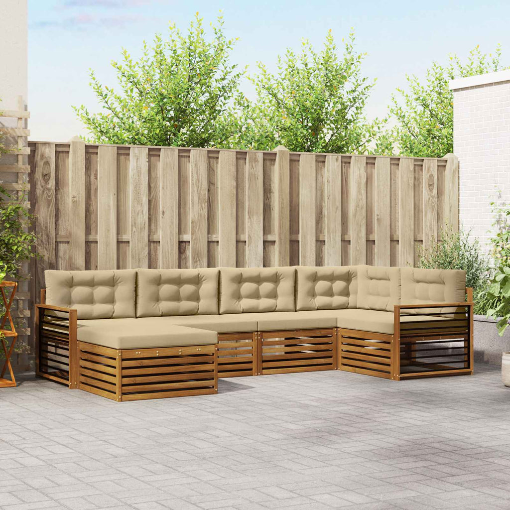 vidaXL Zestaw sof na zewnątrz z poduszką 6 pcs Naturalny i Beżowy