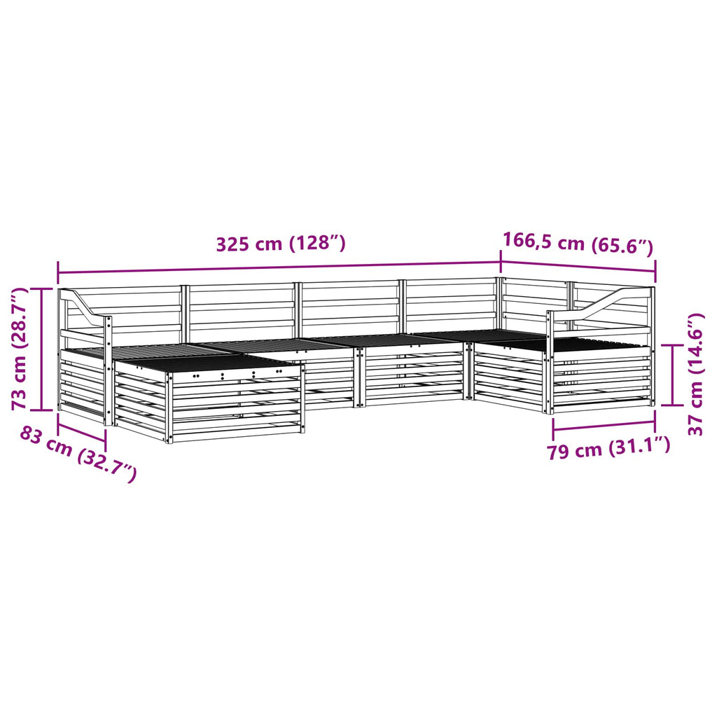 vidaXL Zestaw sof na zewnątrz 6 pcs Naturalny