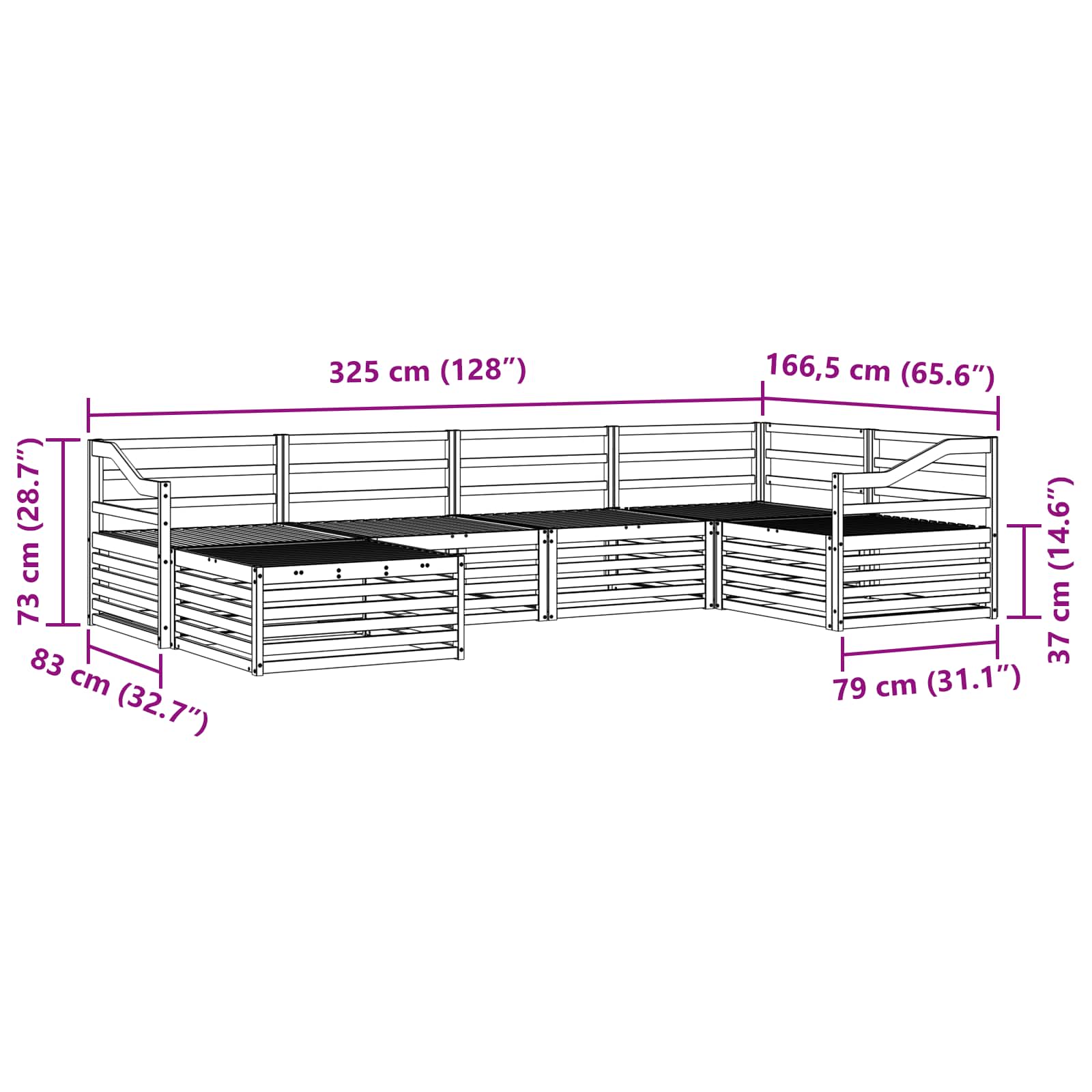 vidaXL Zestaw sof na zewnątrz 6 pcs Naturalny
