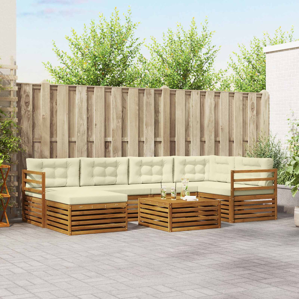vidaXL Zestaw sof na zewnątrz z poduszką 7 pcs Naturalny i Kremowy