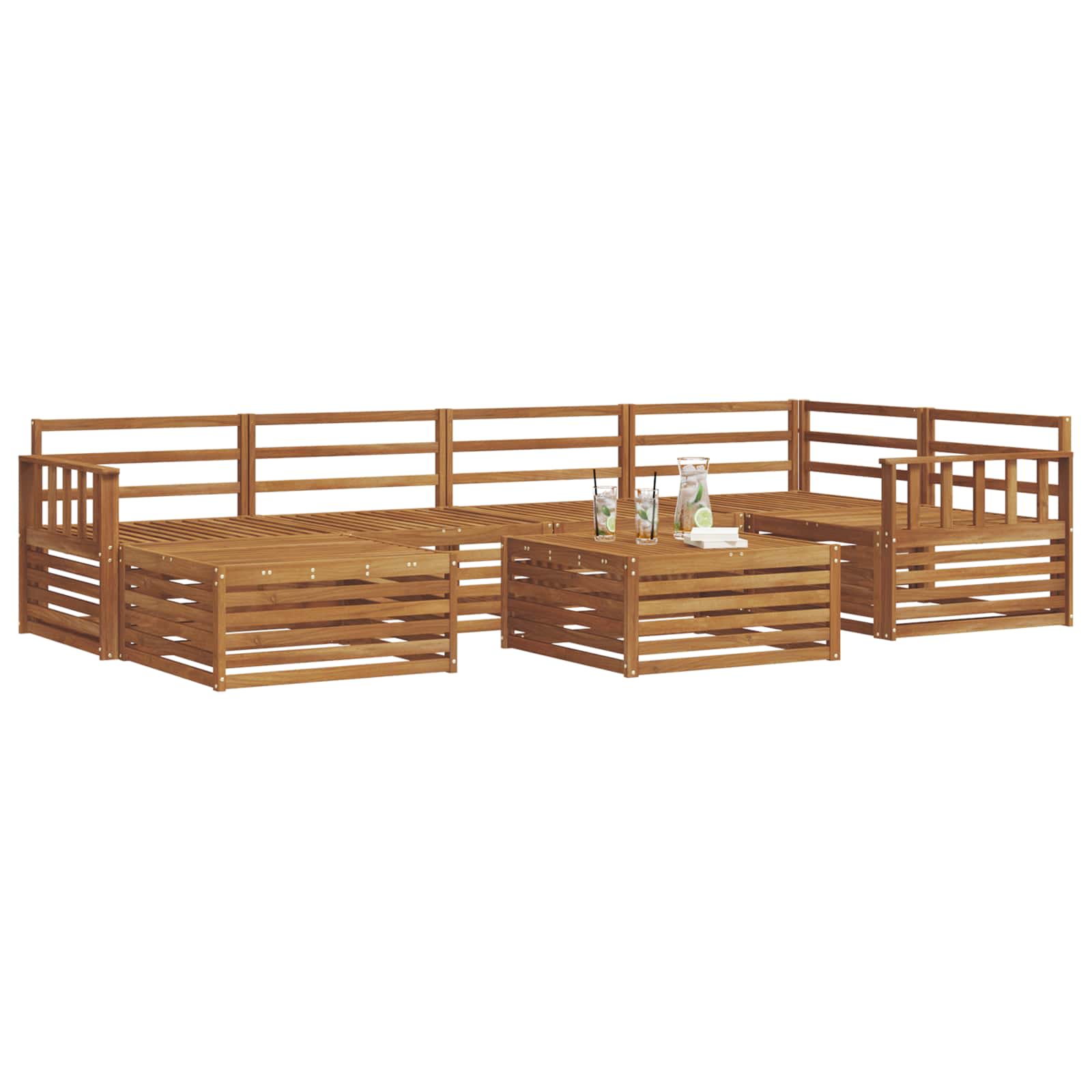 vidaXL Zestaw sof na zewnątrz 7 pcs Naturalny Lite Drewno Akacji